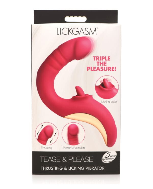 Lickgasm Tease & Please Thrusting & Licking Vibrator - Pink - Image 3