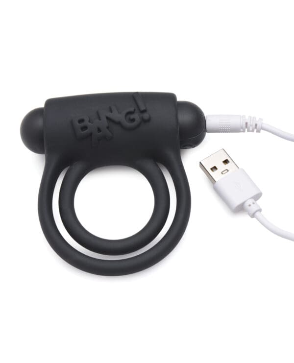 Bang! Vibrating Cock Ring & Bullet w/Remote Control - Black - Image 3