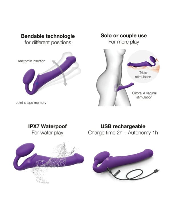 Strap on Me Vibrating Bendable Strapless Strap on Medium - Purple - Image 4