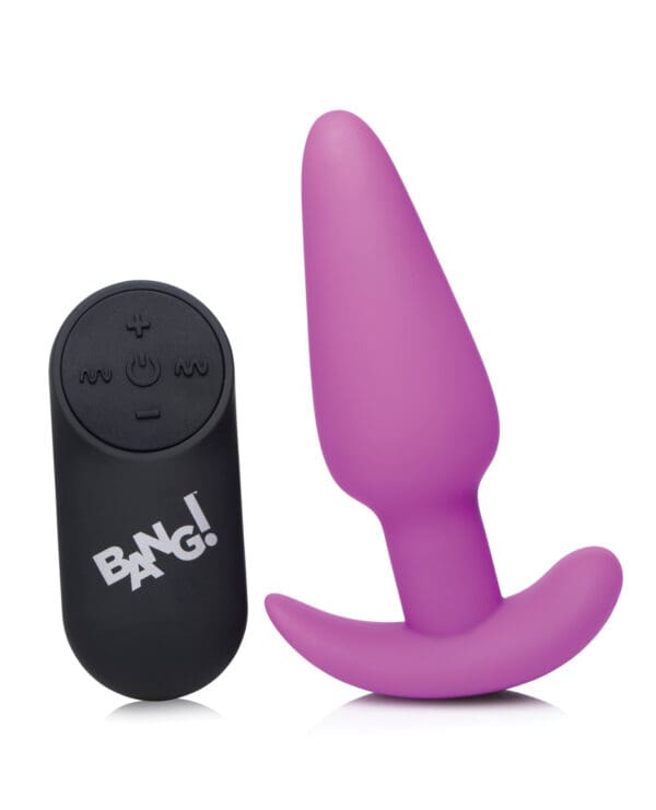 Bang! 21X Vibrating Silicone Butt Plug w/Remote - Purple - Image 2