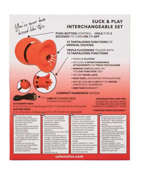 French Kiss Suck & Play Interchangeable Set - Red - Image 2