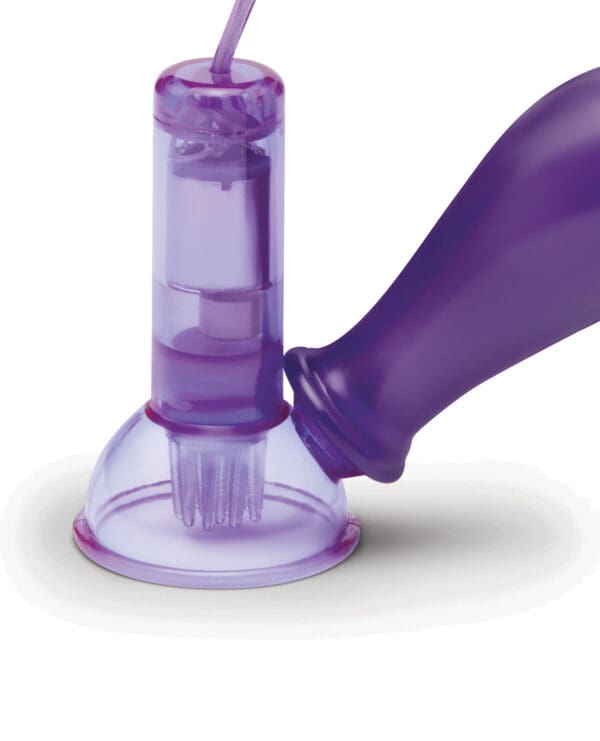 Lux Fetish Vibrating Nipple Suckers w/Wired Remote Control - Purple - Image 3