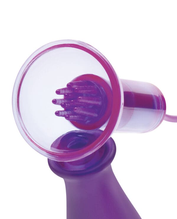 Lux Fetish Vibrating Nipple Suckers w/Wired Remote Control - Purple - Image 4