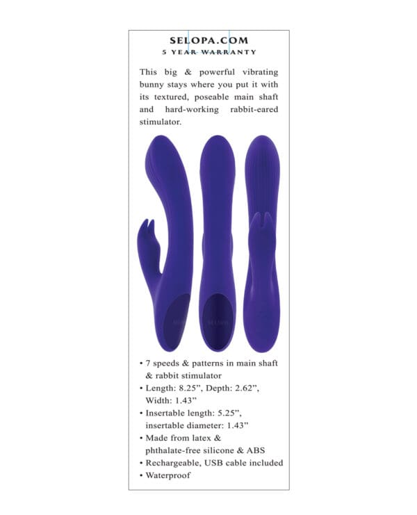 Selopa Poseable Bunny Rabbit Vibrator - Purple - Image 5