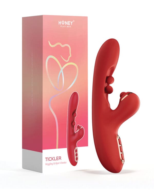 Tickler Wiggling G-Spot Vibrator & Tapping Clitoral Stimulator - Red - Image 3