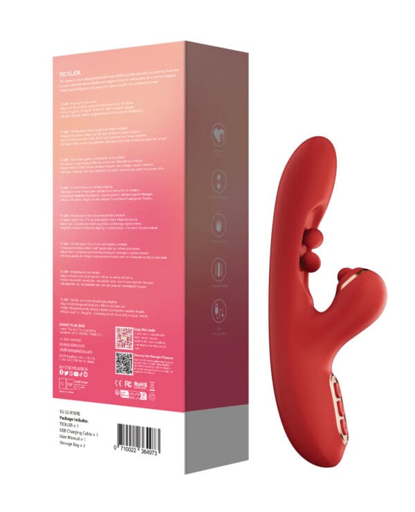 Tickler Wiggling G-Spot Vibrator & Tapping Clitoral Stimulator - Red - Image 4