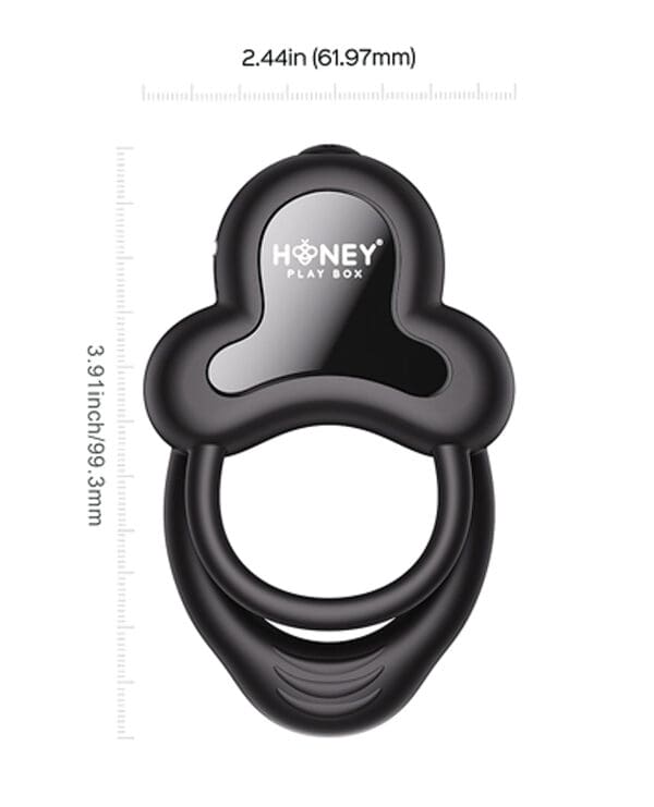 Anello Vibrating Double Cock Ring w/Clitoral Stimulator - Black - Image 4