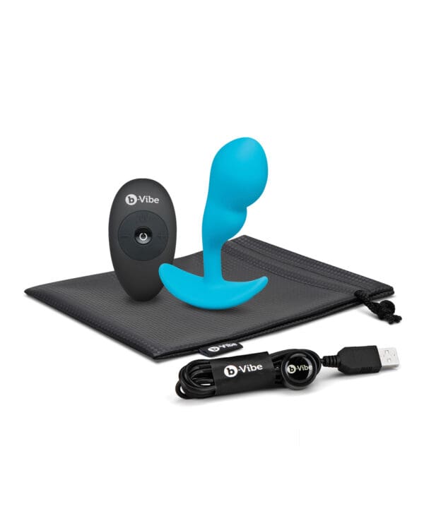 b-Vibe Remote Control P-Spot Snug Plug - Blue - Image 5