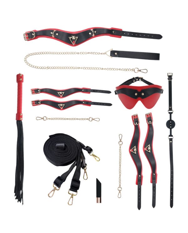 Shots Ouch! Milan Collection Bondage Kit w/Bag - Black/Red - Image 3