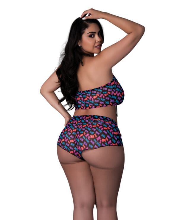 Hazy Dayz Gummy Bear Blacklight Reflective Halter Top & Short 2 pc Set - Multi QN - Image 3