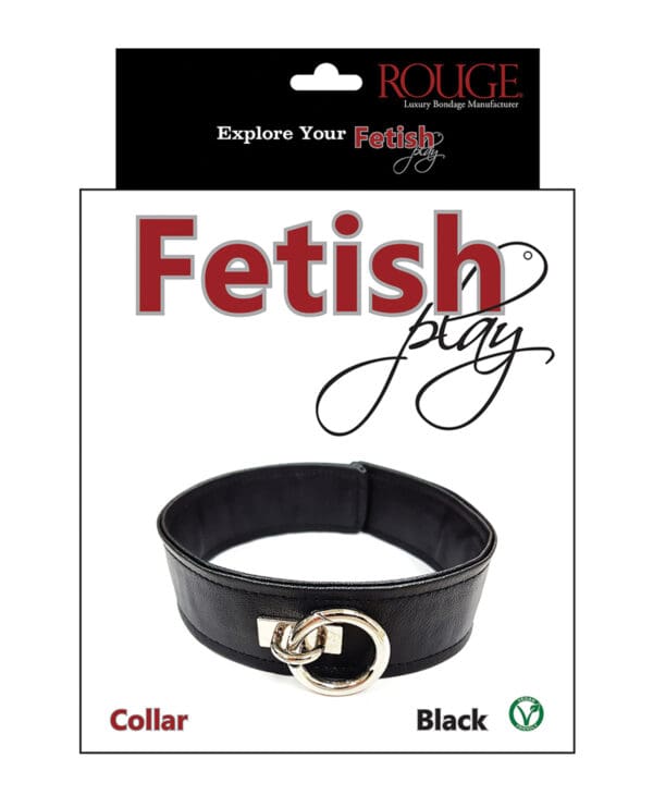 Rouge Fetish Play Vegan Leather Collar - Black - Image 2