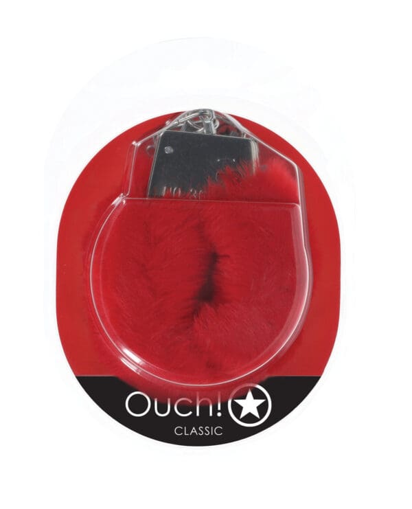 Shots Ouch! Classic Fluffy Handcuffs - Red - Image 2