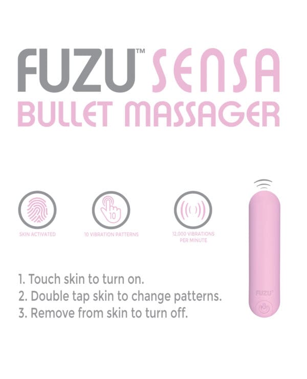 Fuzu Sensa Activated Rechargeable Bullet Massager - Pastel Pink - Image 3