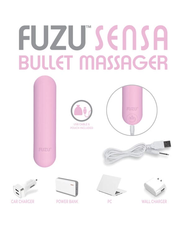 Fuzu Sensa Activated Rechargeable Bullet Massager - Pastel Pink - Image 4
