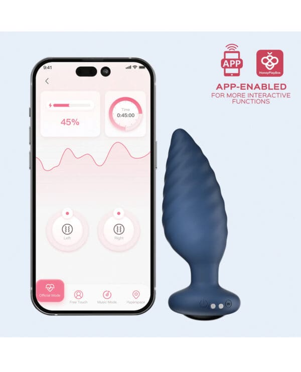 Noah App-Controlled Rotating Butt Plug - Navy Blue - Image 3