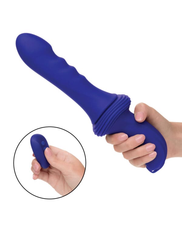 Overdrive Ridged Shaft Remote Control Sex Machine - Blue - Image 4