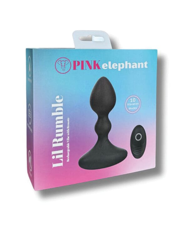 Pink Elephant Lil Rumble Rechargeable Vibe w/Remote - Black - Image 4