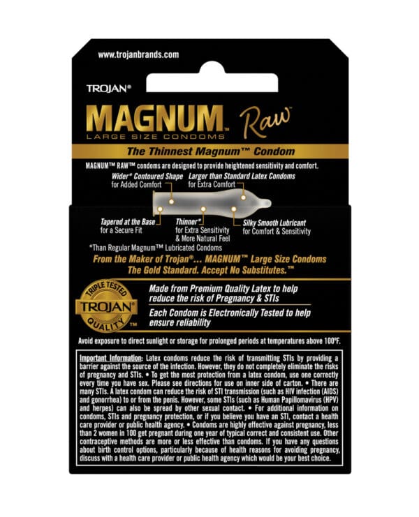 Trojan Magnum Raw Condoms - Pack of 3 - Image 2