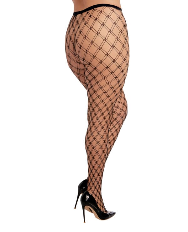 Double Knitted Fence Net Pantyhose - Black QN - Image 3