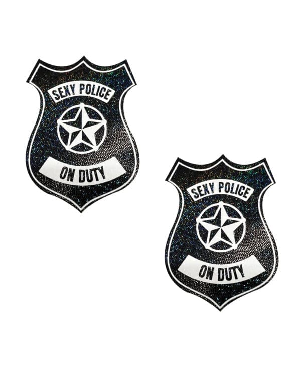Neva Nude Sexy Police Badge Pasties - Black/White O/S - Image 2
