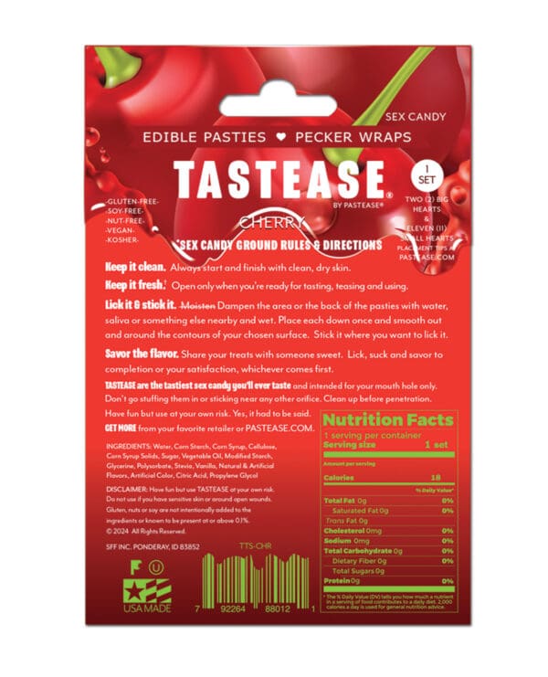 Pastease Tastease Edible Pasties & Pecker Wraps - Cherry O/S - Image 3
