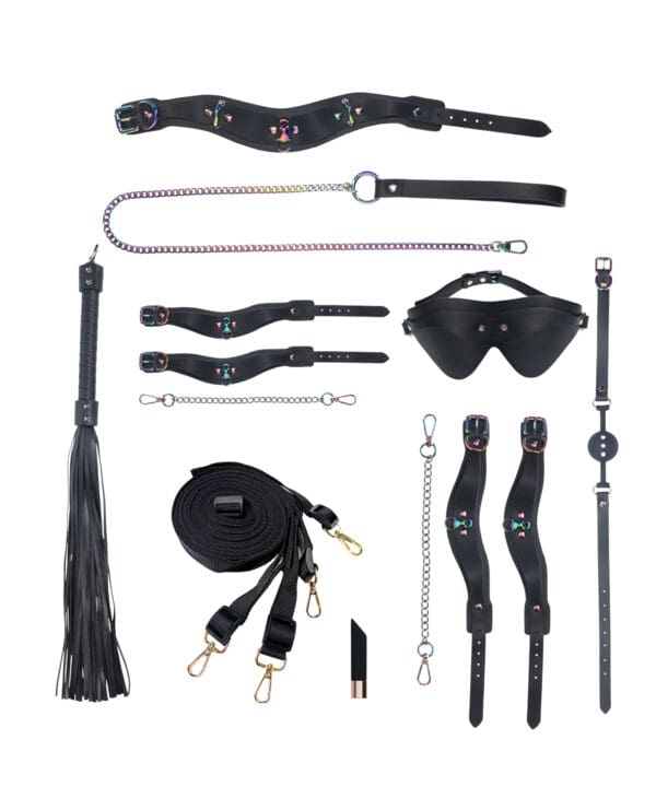Shots Ouch! Venice Collection Bondage Kit w/Bag - Black/Iridescent - Image 4