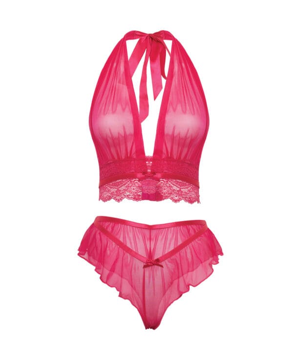 Maylah Mesh & Lace Halter 2 pc Set - Pink S/M - Image 5