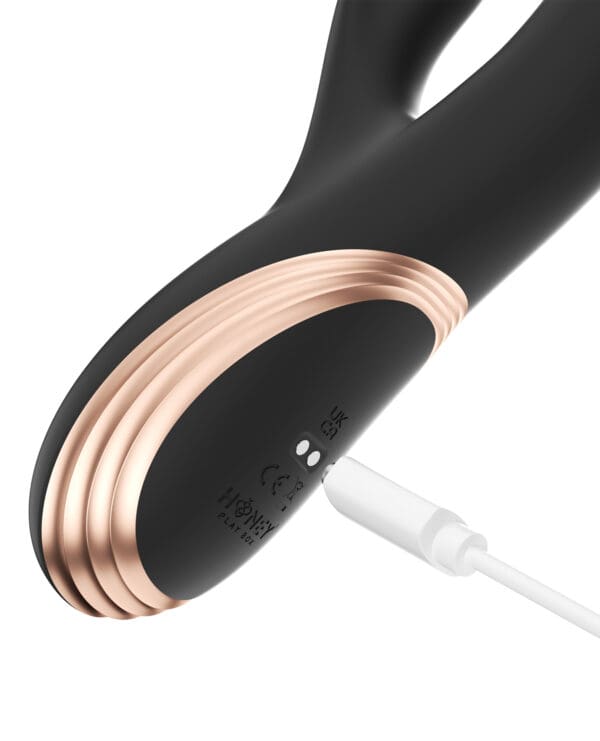 GEM Twin Balls Rabbit Vibrator - Black - Image 4