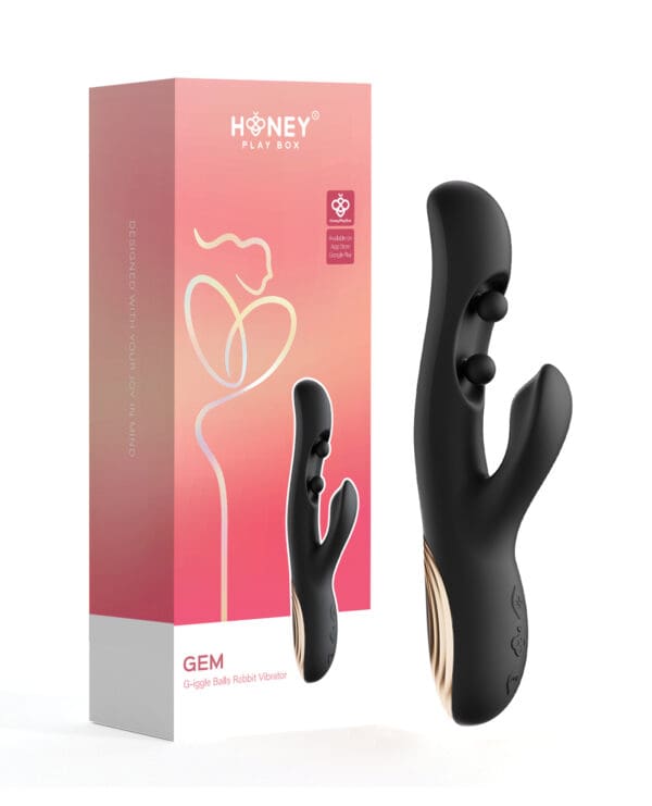 GEM Twin Balls Rabbit Vibrator - Black - Image 5