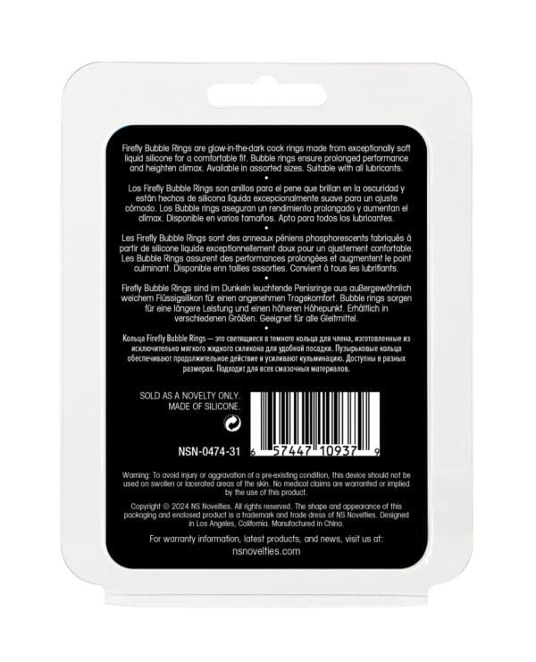 Firefly Glow in the Dark Bubble Cock Ring - Large, White - Image 5
