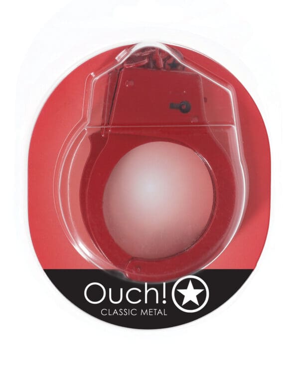Shots Ouch! Classic Metal Handcuffs - Red - Image 2