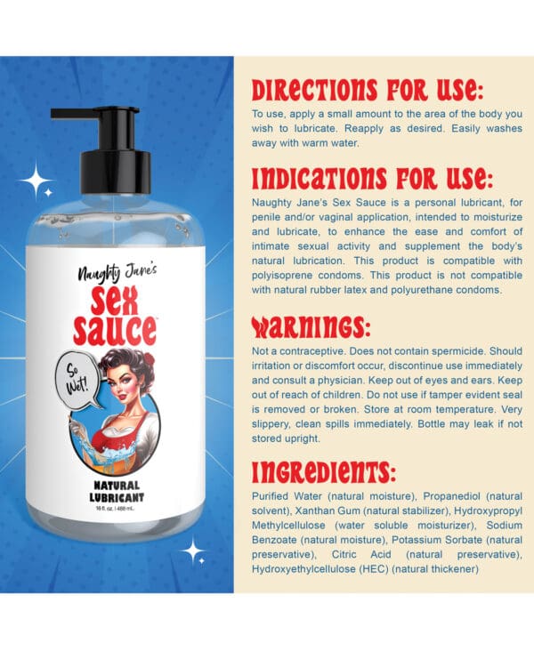 Naughty Jane's Sex Sauce Natural Lubricant - 16 oz - Image 5