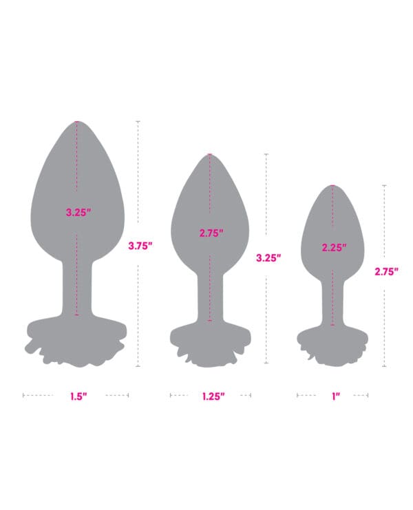 Gemsations 3 pc 2.75" & 3.15" & 3.7" Rose Metal Butt Plug Training Set - Rose Gold - Image 5