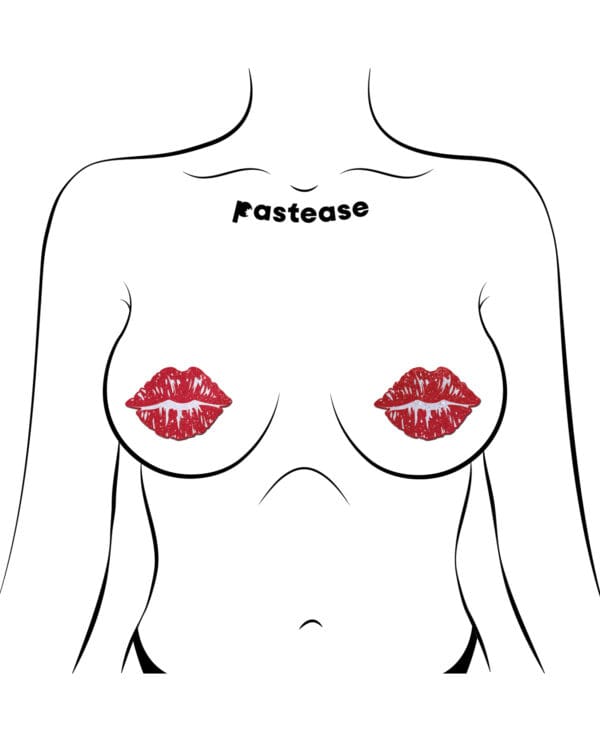 Pastease Premium Sparkle Kissing Lips - Red O/S - Image 3