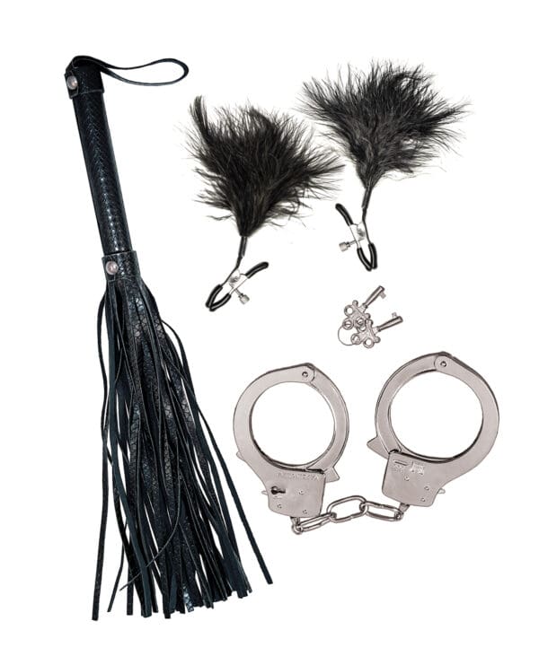 Bondage by Nasstoys Whip & Cuff Set - Black - Image 3