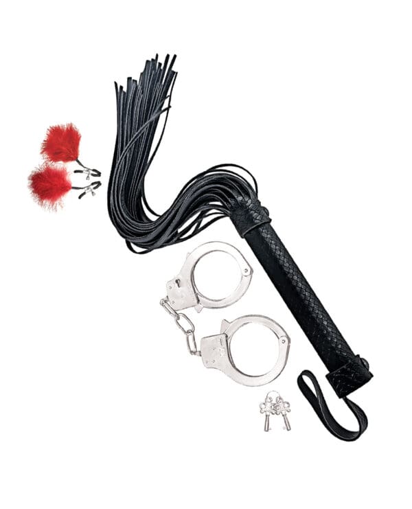 Bondage by Nasstoys Whip & Cuff Set - Red - Image 2