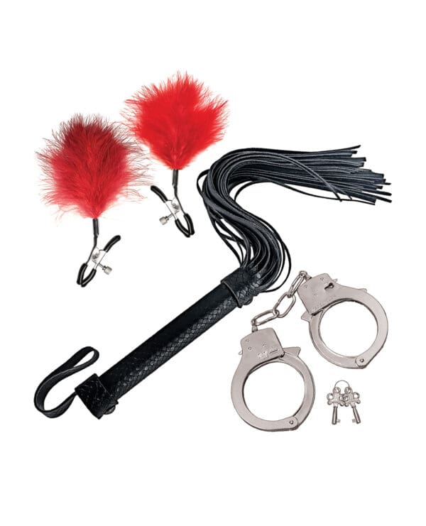 Bondage by Nasstoys Whip & Cuff Set - Red - Image 4