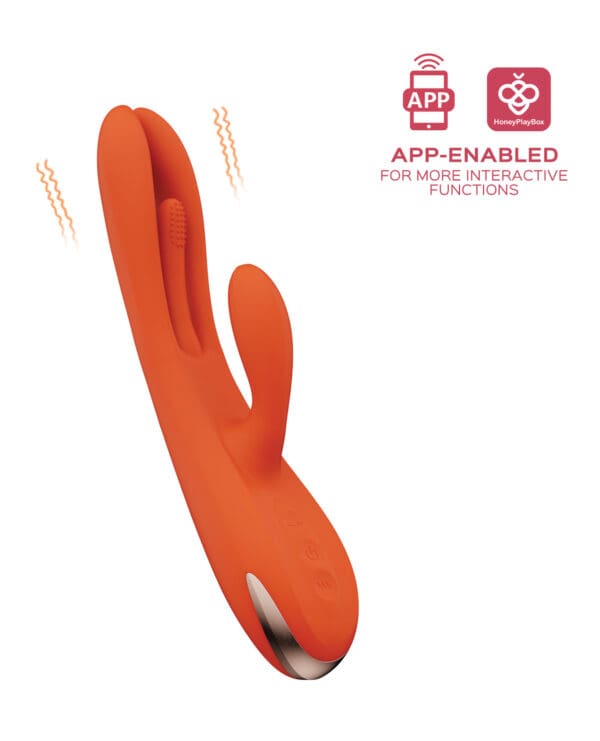 Terri App Controlled Kinky Finger Tapping Rabbit Vibrator - Orange - Image 4
