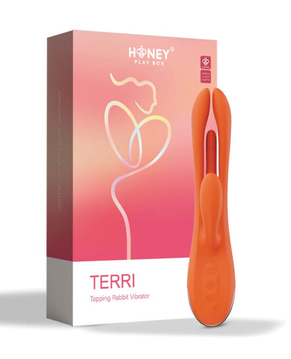 Terri App Controlled Kinky Finger Tapping Rabbit Vibrator - Orange - Image 5