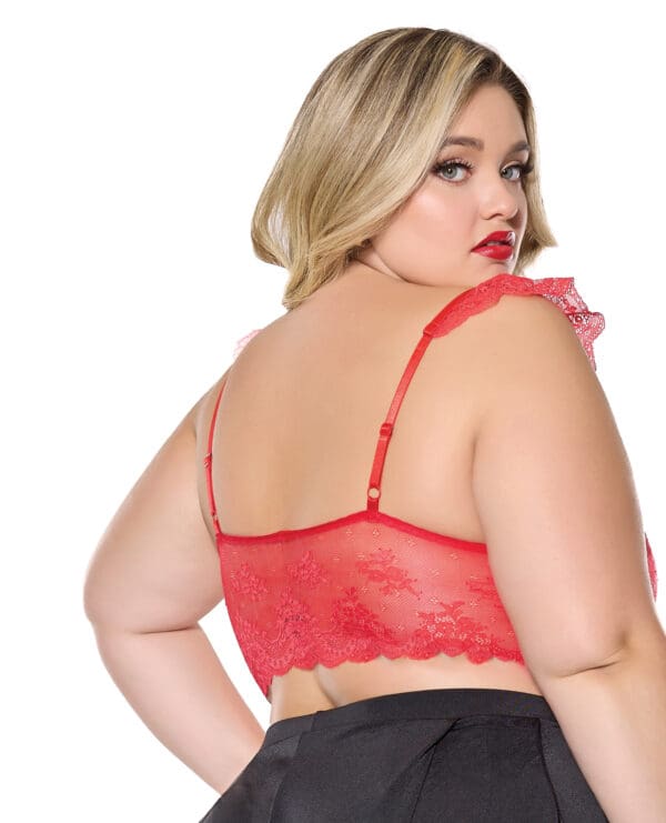 Scallop Stretch Lace Soft Cup Bralette - Red QN - Image 2