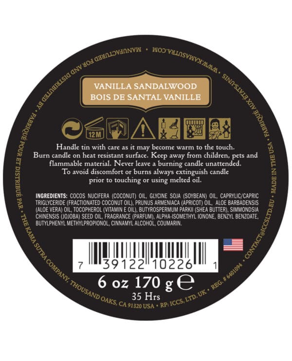 Kama Sutra Ignite Massage Soy Candle - Vanilla Sandalwood - Image 2
