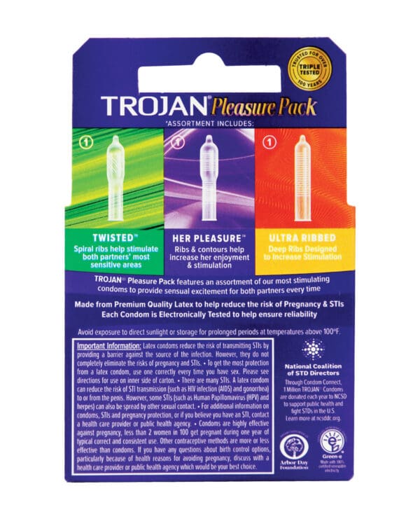 Trojan Pleasure Pack Condoms - Box of 3 - Image 2