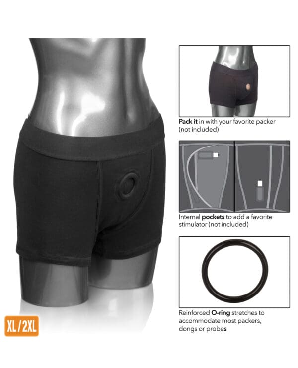 Packer Gear Boxer Brief Harness XL/2XL - Black - Image 5