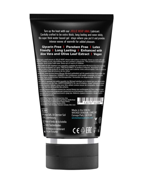 Wicked Sensual Care Jelle Warming Water Based Anal Gel Lubricant - 4 oz - Image 2
