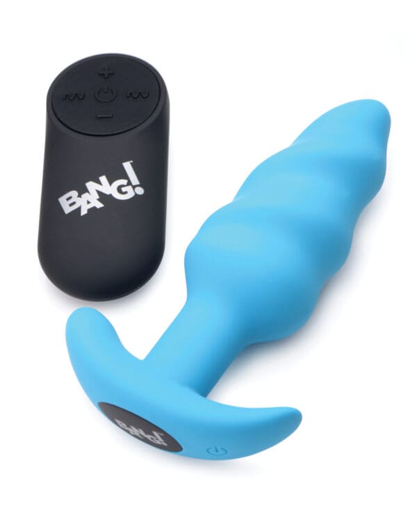 Bang! 21X Vibrating Butt Plug w/Remote Control - Blue - Image 3