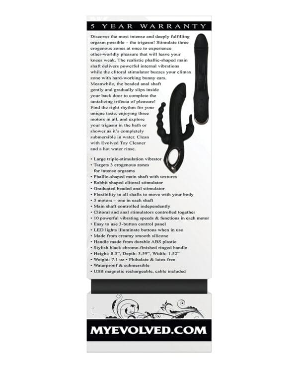 Evolved Trifecta Triple Stim Rechargeable - Black - Image 2
