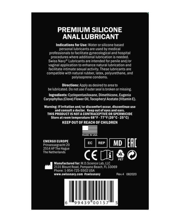 Swiss Navy Silicone Based Anal Lubricant - 2 oz - Image 2