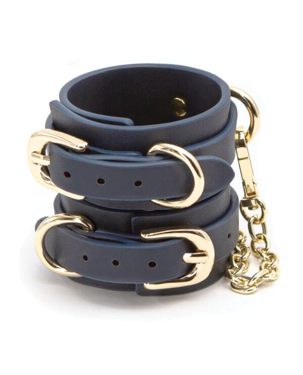 Bondage Couture Vinyl Wrist Cuff - Blue - Image 2