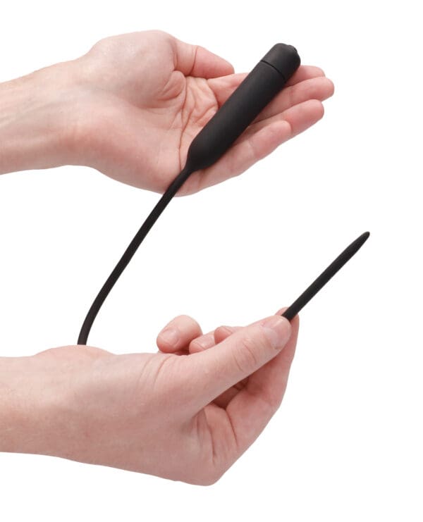 Shots Ouch Extra Long Urethral Sounding Silicone Vibrating Bullet Plug - Black - Image 4