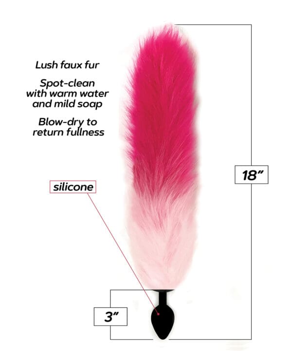 Foxy Fox Tail Silicone Butt Plug - Pink Gradient - Image 2